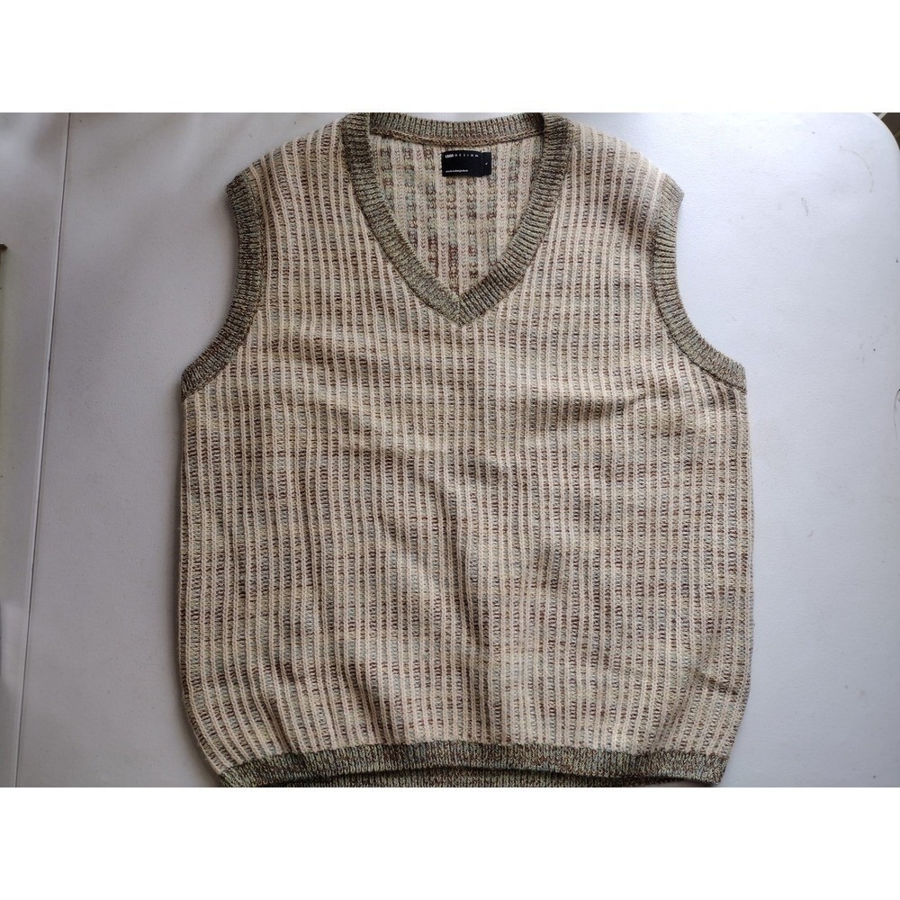ASOS DESIGN Mens Ribbed Space Dye Knit Sweater Vest V-Neck Multicolor Large L